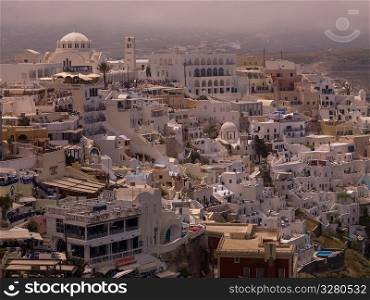 Overview of buildings in Santorini Greece