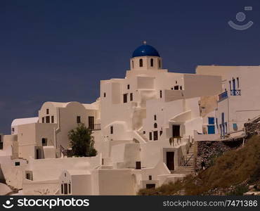 Overview of buildings in Santorini Greece