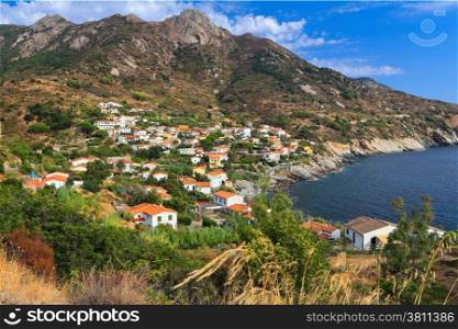 overview of Chiessi, small village in Elba Island, Italy