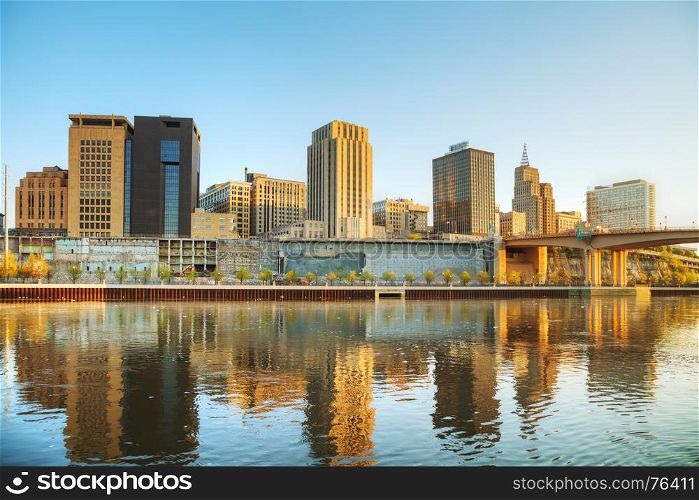 Overview of downtown St. Paul, MN at sunrise