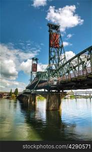 overview of Hawthorne drawbridge in Portland, Oregon