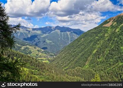 overview of Pejo Valley in Val di Sole, Trentino, Italy