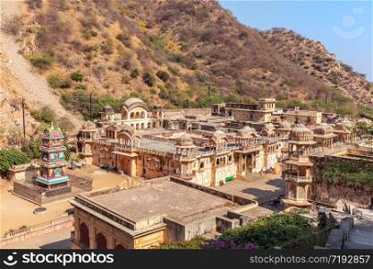 Overview of the Monkey temple or Galta Ji complex, Jaipur, India.. Overview of the Monkey temple or Galta Ji complex, Jaipur, India