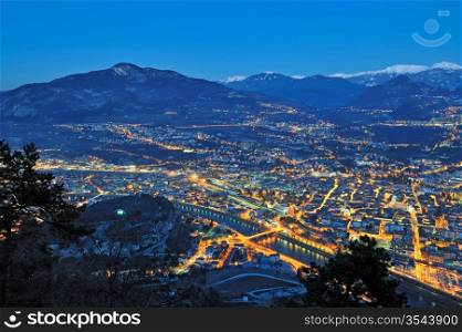 Overview of Trento in night time