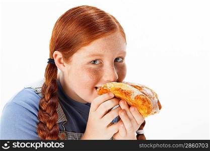 Overweight Child Eating Junk Food