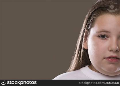 Overweight girl, pensive