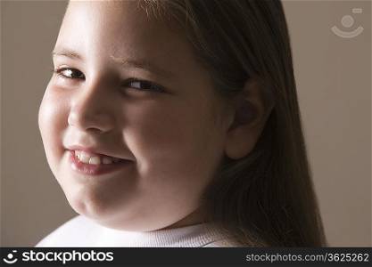 Overweight girl, smiling