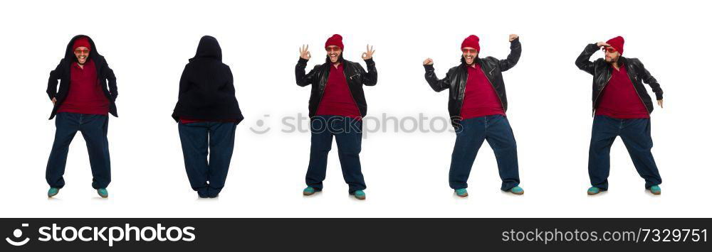 Overweight man isolated on the white