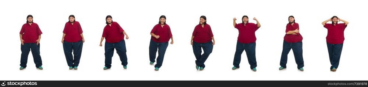 Overweight man isolated on the white