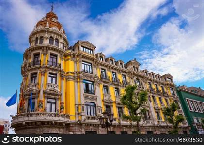 Oviedo colorful facades in Asturias of Spain