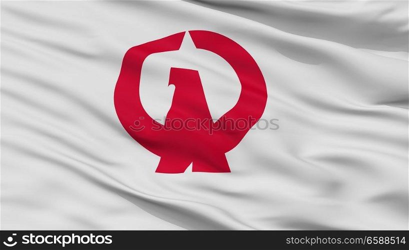 Owase City Flag, Country Japan, Mie Prefecture, Closeup View. Owase City Flag, Japan, Mie Prefecture, Closeup View
