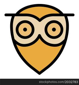 Owl head with big eyes icon. Outline owl head with big eyes vector icon color flat isolated. Owl head with big eyes icon color outline vector