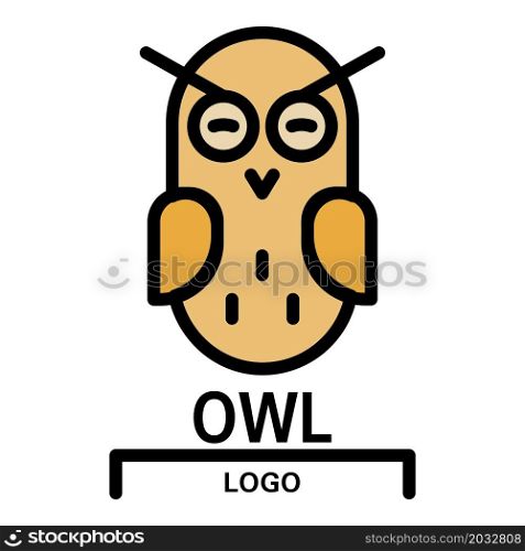 Owl logo icon. Outline owl logo vector icon color flat isolated. Owl logo icon color outline vector