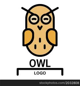 Owl logo icon. Outline owl logo vector icon color flat isolated. Owl logo icon color outline vector