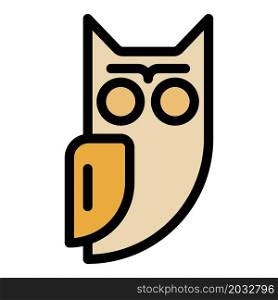 Owl silhouette icon. Outline owl silhouette vector icon color flat isolated. Owl silhouette icon color outline vector
