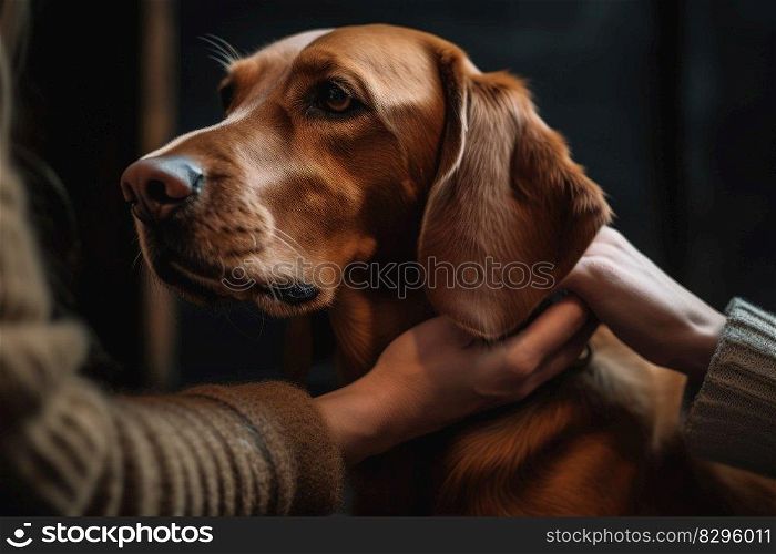 owner petting his dog generative ai.