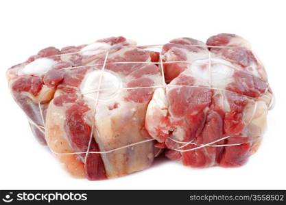Ox tail of beef in front of white background