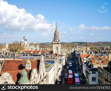 OXFORD, UK - FEBRUARY 10, 2018: Oxford city, one of the oldest city in UK, from the above view