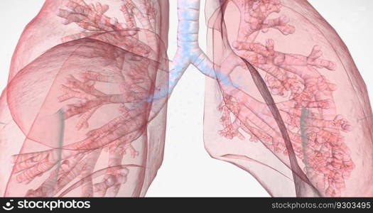 Oxygen rich air enters through your nose or mouth and reaches the lungs through your airways. 3D rendering. Oxygen rich air enters through your nose or mouth and reaches the lungs through your airways.