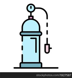 Oxygen tank icon. Outline oxygen tank vector icon color flat isolated. Oxygen tank icon color outline vector