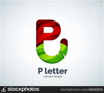 P letter business logo, modern abstract geometric elegant design. Created with waves