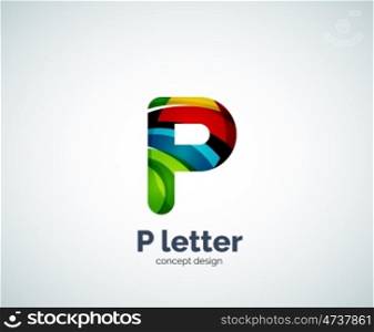 P letter business logo, modern abstract geometric elegant design. Created with waves