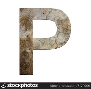 p letter cracked cement texture isolate
