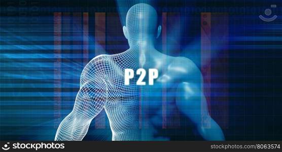 P2p as a Futuristic Concept Abstract Background. P2p
