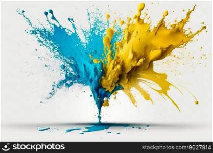 Pa∫spray spalsh blot in ukrainian blue and yellow colors. Ge≠rative AI. High quality illustration. Pa∫spray spalsh blot in ukrainian blue and yellow colors. Ge≠rative AI