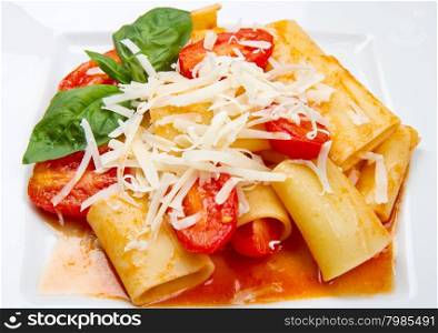 paccheri with tomatoes sauce