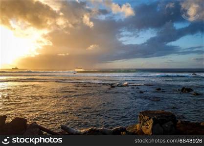 Pacific ocean at sunset on Easter Island, Chile. Pacific ocean at sunset on Easter Island