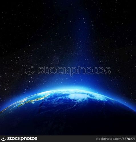 Pacific ocean galaxy stars. Elements of this image furnished by NASA. 3d rendering. Pacific ocean galaxy stars