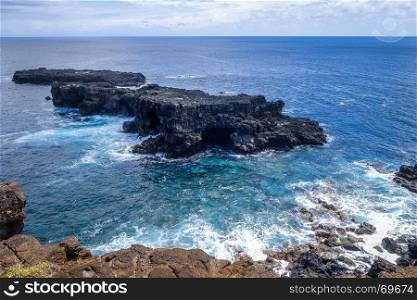 Pacific ocean landscape vue from cliffs in Easter island, chile. Pacific ocean landscape vue from cliffs in Easter island