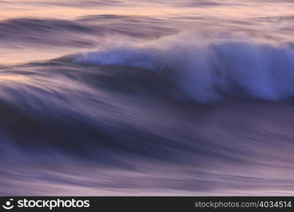 Pacific Ocean wave patterns after sunset, Pacific Beach, San Diego, CA, USA