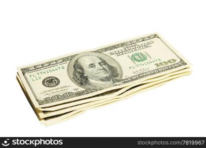 Pack of American money on the white background