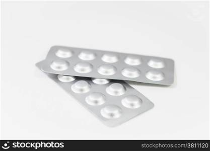 Pack of medicines isolated on white background, stock photo