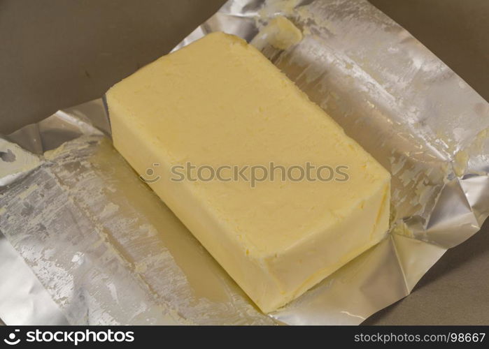 Pack of salted butter unwrapped