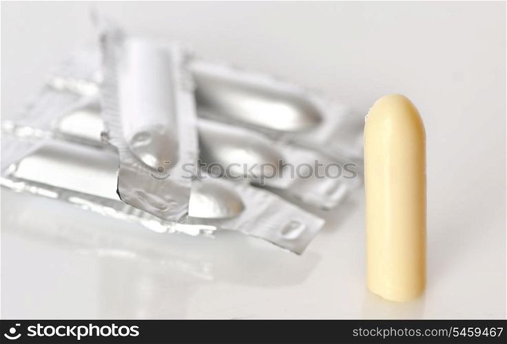Package of suppository isolated on white background