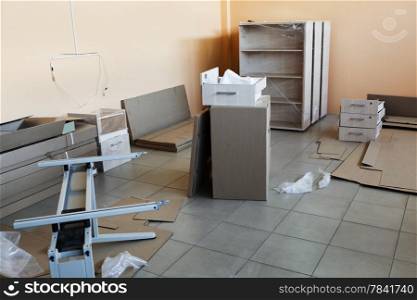 packed furniture to a new and modern office repair