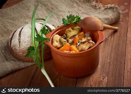 Packer Country chicken stew - American traditional food.farmhouse kitchen