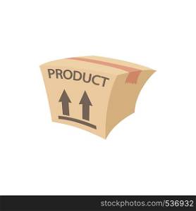 Packing box icon in cartoon style isolated on white background. Packing box icon, cartoon style