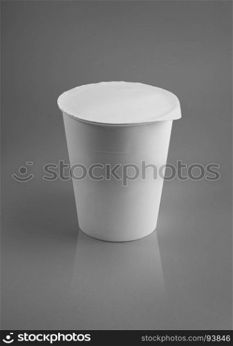 packing Cup white. packaging white glass for design on gray background