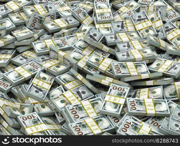 Packs of dollars Background. Lots of cash money. 3d