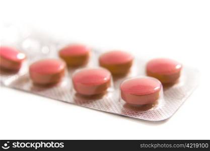 packs of medical pills on white background