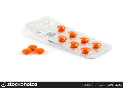 Packs of pills on white