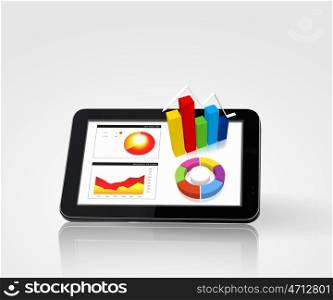 Pad and three-dimensional graphics. The Pad and three-dimensional graphics on gray background . illustration