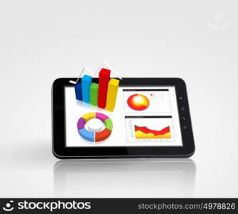 Pad and three-dimensional graphics. The Pad and three-dimensional graphics on gray background . illustration