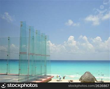 Paddle sport glass field fron Caribbean sea Cancun Mexico