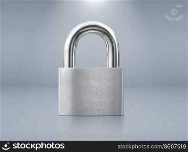 padlock on gray background with spotline shine