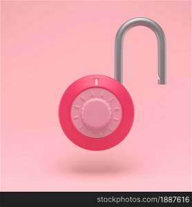 Padlock unlocked icon simple 3d illustration on pastel abstract background. Lock with combination. Minimal concept. 3d rendering. Padlock icon simple 3d illustration on pastel abstract background. Lock with combination. Minimal concept. 3d rendering